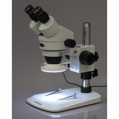 Amscope 7X-45X Inspection Dissecting Pillar Stand Zoom Stereo Microscope, 64-LED Light SM-1BN-64S